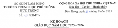 Kết hoạch giáo dục nhà trường năm học 2025 - 2026