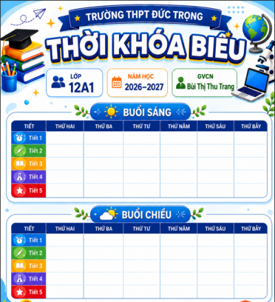 Thời khóa biểu tuần 01 - Áp dụng từ ngày 07/9/2026