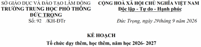 Tổ chức dạy thêm, học thêm, năm học 2026- 2027