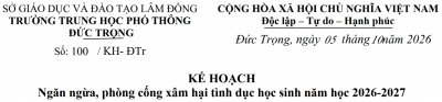 Ngăn ngừa, phòng cống xâm hại tình dục học sinh năm học 2026-2027