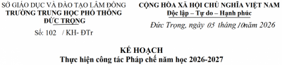 Thực hiện công tác Pháp chế năm học 2026-2027