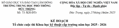 Tổ chức cuộc thi Khoa học kỹ thuật cấp trường năm học 2025 - 2026