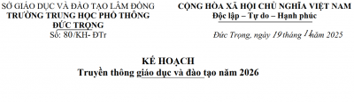 Kế hoạch Truyền thông giáo dục và đào tạo năm 2026