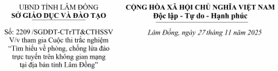Cuộc thi trắc nghiệm “Tìm hiểu về phòng, chống lừa đảo trực tuyến trên không gian mạng tại địa bàn tỉnh Lâm Đồng”
