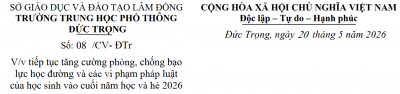 Tăng cường phòng, chống bạo lực học đường và các vi phạm pháp luật của học sinh vào cuối năm học và hè 2026