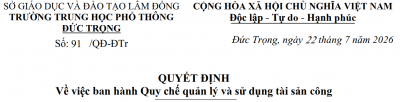 Quyết định về việc ban hành Quy chế quản lý và sử dụng tài sản công