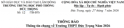 Thông tin chung về Trường THPT Đức Trọng Năm 2026