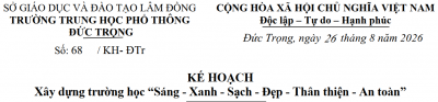 Xây dựng trường học “Sáng - Xanh - Sạch - Đẹp - Thân thiện - An toàn”